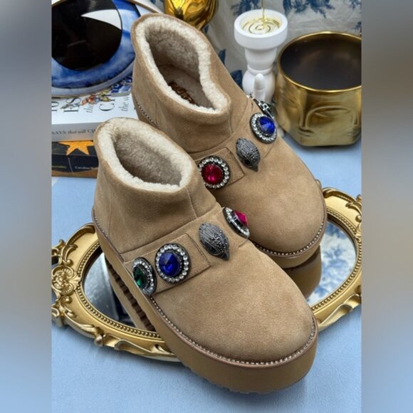 🆕 KURT GEIGER LONDON 🧿 NWOB Octavia Teddy Bootie, Sz EU37 US 7 - Picture 6 of 14